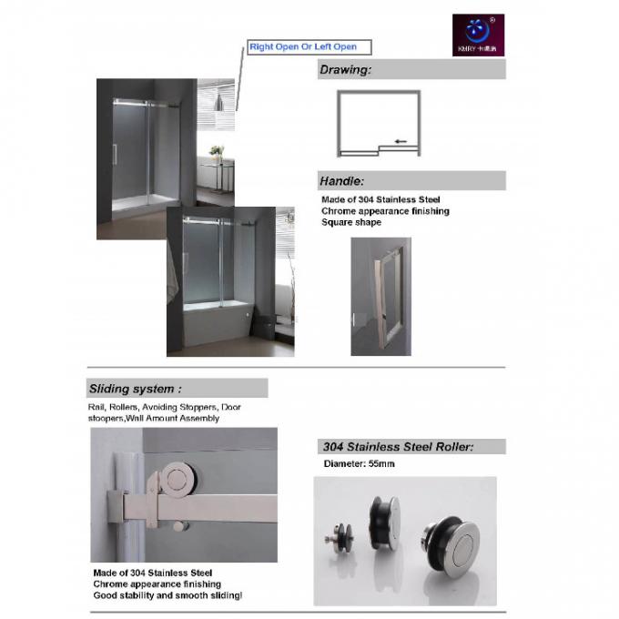 Dual Sliding Clear Tempered Glass Bathroom Shower Screen Door Cabinet